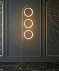 Antique Brass 74 Inch Industrial LED Floor Lamp With Arch Design Three Light Heads Energy Efficient Built In 3 Way Dimmer