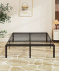 VINGLI 12 Inch Full Size Bed Frame Heavy Duty Metal Platform With Steel Slat Support No Box Spring Required Easy Assembly Noise Free Design Plus Ample 10.4 Inch Underbed Storage Space For Bedroom Organization Black in modern bedroom setting