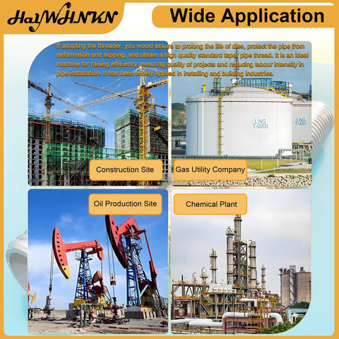 Wide application of Plug And Play Heavy Duty Electric Pipe Threader Machine 1/2 To 3 Inch With Npt Dies in construction, gas, oil, and chemical sites.