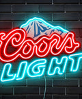 Beer Neon Sign LED Bar Light For Man Cave And Home Bar Decor Mountain Pattern Printing With Beer Logo on brick wall