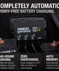 GenPro 10X3 3-Bank Marine Battery Charger - 30A Total, 12V Waterproof Onboard Boat Charger in use on batteries