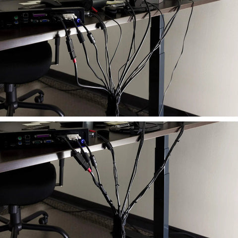 Office setup with organized cables using 8-Inch Neon Zip Ties 100 Pack Self-Locking Nylon Cable Ties With 40 Lbs Tensile Strength