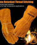 Heavy Duty Welding Gloves 12 Pairs Cow Leather Heat Resistant Mitts For Forge Mig Stick Tig Welding Oven Grill Fireplace Stove Fireproof Hand Protection With Cozy Soft Lining, flame retardant stitching.