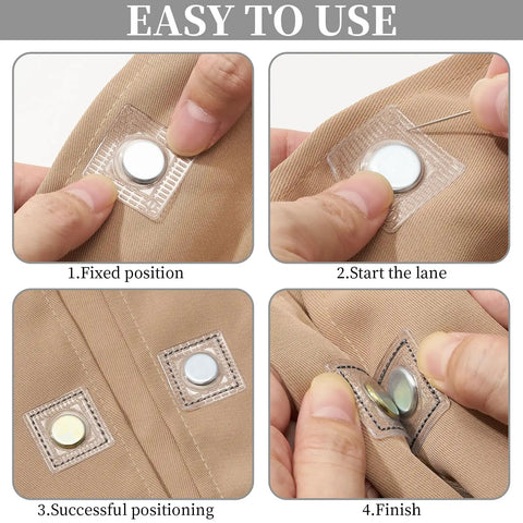 15 Pair Sew On Magnetic Snap Closures Offering Rock Solid Strong Hold Using Quality PVC Hidden Fasteners For Purses Handbags And Apparel DIY Craft Projects Nifty Quick Clip Hardware Super Easy Grasp Design on fabric during installation steps.