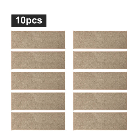 10 beige Edging Stair Treads Non Slip Carpet Mat 28 Inch By 9 Inch Indoor Stair Runner For Wooden Steps Ideal For Pets And Kids