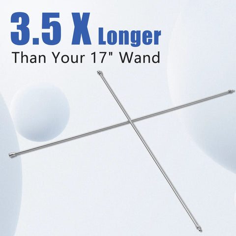 Two 60 Inch Pressure Washer Wand Extensions crossed on a white background, showing stainless steel material and size comparison.