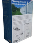 Product packaging for All In One Vinyl Fence Post Repair Kit For A Quick, No Fuss Fix Of Holes And Cracks, showing instructions.