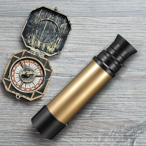 Two Piece Pirate Telescope Spyglass Toy Set For Kids Kid Friendly Vintage Mini Pirate Binoculars In Silver And Gold Perfect For Party Favors Halloween Decor Imaginative Play And Gift Bags, two-piece ABS and acrylic set