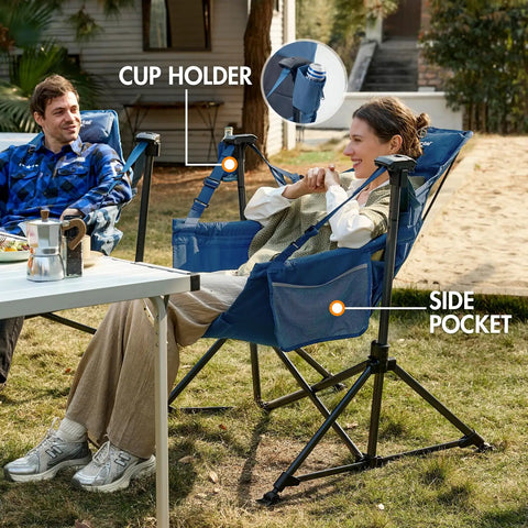 Heavy Duty 400 Lb Hammock Camping Chair With Adjustable Recline And Headrest Pillow Portable Foldable Swing Chair for outdoor sitting