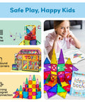 Magnetic Tile Idea Book With 300 Builds, 230 Page Illustrated Guide For Kids Ages 3 And Up, Includes Magnet Race Tracks And Marble Runs To Boost Creative Stem Play And Colorful Tile Creations, book cover with child and magnetic tiles