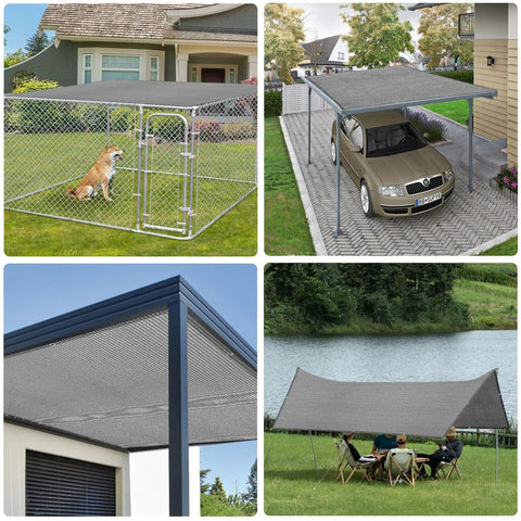 5x7 Gray Sun Shade Sail With Straight Edge And Grommets UV Blocking Water Permeable Canopy Cover in various outdoor uses