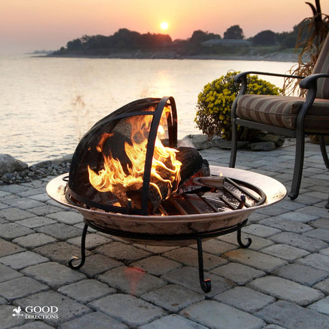 Hinged Fire Pit Spark Screen With Easy Access Lift Handle, No-Fuss Design Keeps Sparks And Embers In, Quick Open For Adding Wood