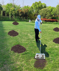 Man using Heavy Duty Lawn Leveling Rake With 17x10 Inch Head And 5 Foot Adjustable Stainless Steel Handle on grassy yard