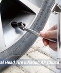 Dual head tire inflation air chuck from 9 Piece Air Compressor Accessories Kit With 25 Foot One Quarter Inch PVC Hose, Brass Fittings