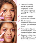 Reusable Waterproof Makeup Remover Pen Snag This Quick Fix For Smudged Eyeliner Mascara And Brows With An Easy Fine Tip Eraser That Delivers Instant Lipstick Touch Ups Travel Ready Vegan Micellar Formula Hits Different Every Time before and after image showing makeup corrections on a woman using the pen.