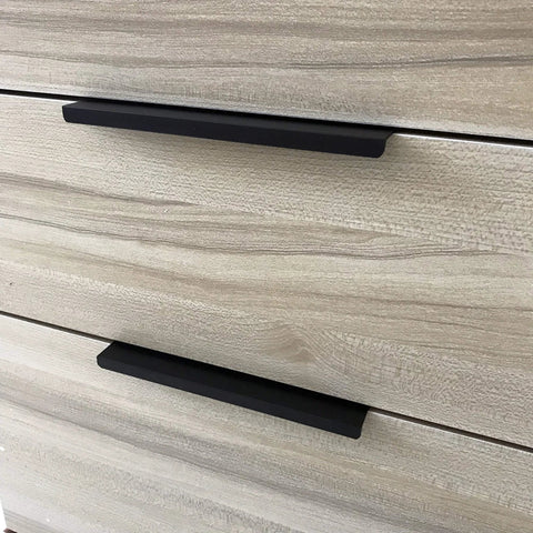 Edge Pulls For Cabinets And Drawers, 8 Pack, 6 Inch Overall Length, Black Concealed Tab Pulls For Kitchen Garage Cabinets installed