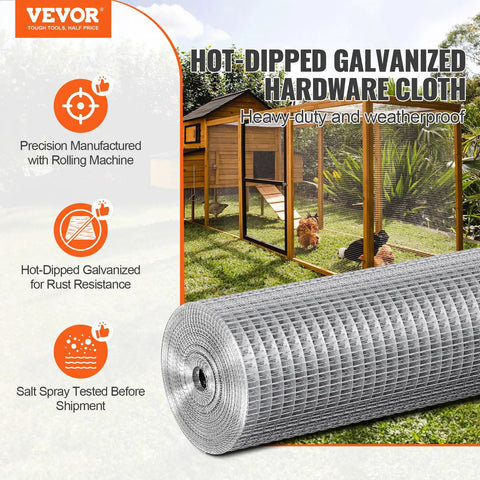 Real Deal 1/2 Inch Hardware Cloth, 24 By 25 Ft Roll, 19 Gauge Hot Dipped Galvanized Steel Wire Mesh for outdoor chicken coop.
