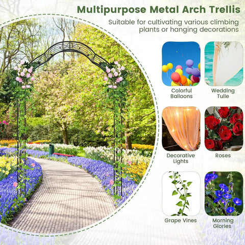 Heavy Duty Garden Arch Made From Galvanized Steel Arbor With Seven Size Options, Metal Flower Leaf Decoration, Outdoor Trellis for events