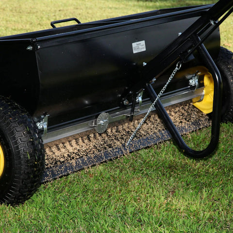 Spyker P70-12010 Commercial Drop Spreader With 120 Lb Hopper, 36 Inch Spread Width on grass, powder coated steel frame, 13x5 wheels
