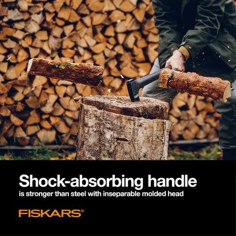 36 Inch Heavy Duty Wood Splitting Axe With Shock Absorbing Handle And Forged Steel Blade For Medium To Large Logs