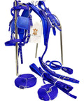 Blue Nylon Horse Driving Harness For Single Horse Cart Pony With Chrome Plated Fittings And Buckles on display stand