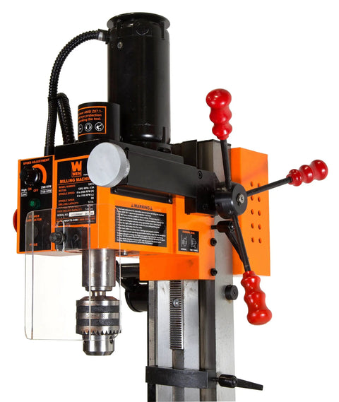 Compact Benchtop Milling Machine With R8 Taper, Variable Speed 100 To 2500 RPM, 4.5A Single Phase Power, close-up controls