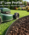 1.5 Inch Tall Landscape Edging Kit With 33 Ft Per Piece, 3 Pack Includes 120 Spikes, No Dig Lawn Border with mulch and lawn mower