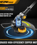 Cordless String Trimmer For DeWalt 20V Max Battery Bare Tool 12 Inch Weed Eater motor detail with auto line feed and 6 spools