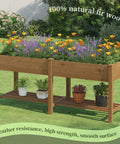 Wooden Raised Garden Bed With Legs And Two Tiers, Heavy Duty Planter Box For Backyard Patio Balcony, with storage shelf.