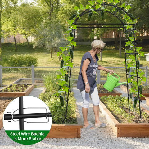 Heavy Duty Garden Arch Trellis For Climbing Plants With Adjustable Width Sturdy Metal Plant Support 7.4Ft Tall And 2.8Ft Deep Ideal Outdoor Arch For Vines Veggies And Flowers