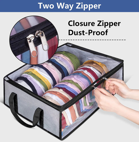 Top Shelf Hat Storage Rack For Baseball Caps And Trucker Hats Holds Up To Forty Snapbacks Wide Two Row Closet Organizer Zero Crease Charcoal Grey Display