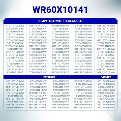 Compatibility chart for Refrigerator Evaporator Fan Motor Replacement For GE Hotpoint Fridges With 60 Hz 3W 115V Shaft Easy Install