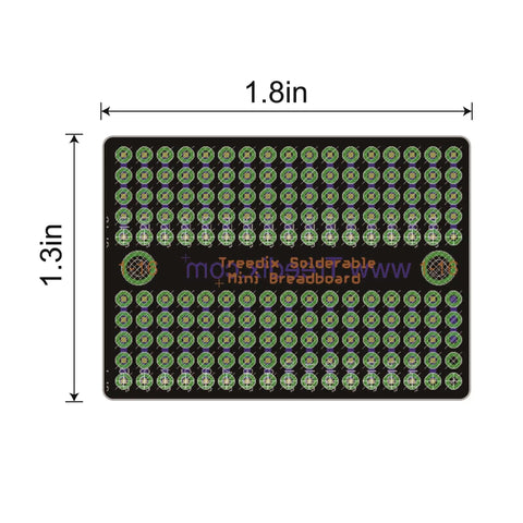 Nine Piece Mini Solderable Breadboard PCB Prototype Shield Board Double Sided With Tinned Gold Plated Holes dimensions