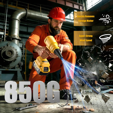 Man using Beast Cordless Leaf And Dust Blower With 20V Battery Brushless High Speed Motor Delivers Up To 30000 RPM And Jets Air