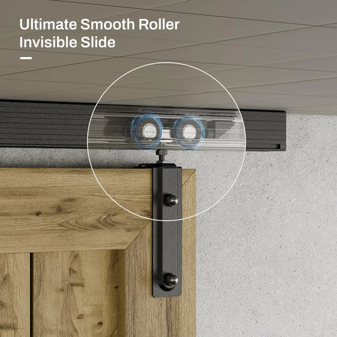 Ceiling Mount Box Rail Barn Door Hardware Kit For Double Doors, Heavy Duty Sliding Track In Aluminum Alloy, 12 Ft Rail