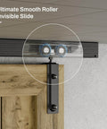 Close-up of 8 Ft Ceiling Mount Box Rail Barn Door Hardware Heavy Duty Sliding Track Kit for Double Doors Aluminum Alloy