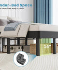 King Size Box Spring And All In One Mattress Foundation 18 Inch Steel Frame under-bed space for storage, 14-inch clearance.