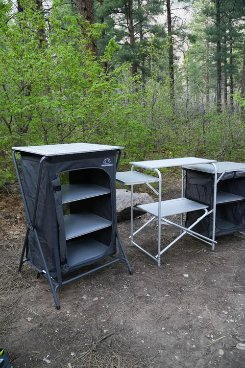 Foldable Roll Top Camping Pantry And Table With Sturdy Aluminum Frame Durable 600 Denier Oxford Fabric Weather Resistant Lightweight