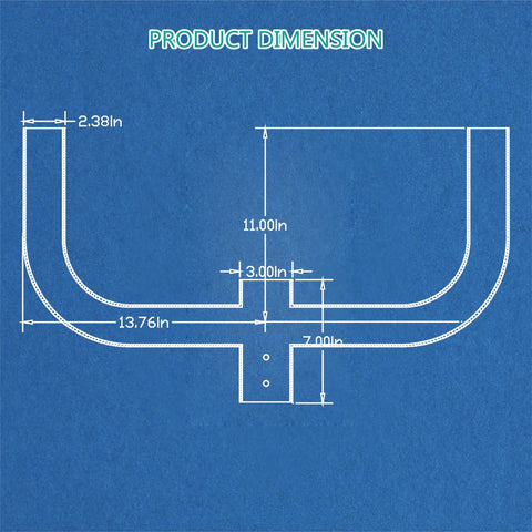 Dimensions diagram of Two Light Bullhorn Mount Bracket For 2 3/8 Inch Slip Fitter Fits LED Street Lights And Parking Lot Lights