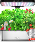 Indoor Hydroponics Grow Kit with 15-Pod Herb Garden, 24W Full Spectrum Light, stainless steel reservoir, fresh herbs and veggies