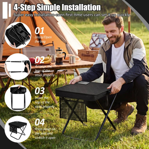 Man using Go-To 2-In-1 Foldable Backpack Stool Heavy Duty Portable Seat For Fishing Hiking Picnics And Outdoor Adventures