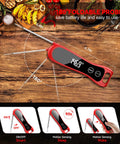 Digital Meat Thermometer With IP67 Waterproof Body And 180 Degree Foldaway Probe shown on wooden background