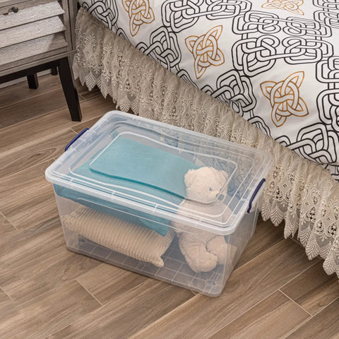 Badass Heavy Duty Clear Storage Bins With Slick Rolling Wheels 2 Pack 85 Qt Hella Spacious Stackable Design For Home Garage And Closets Smoothly Organizes Linen Tools Clothes Gear