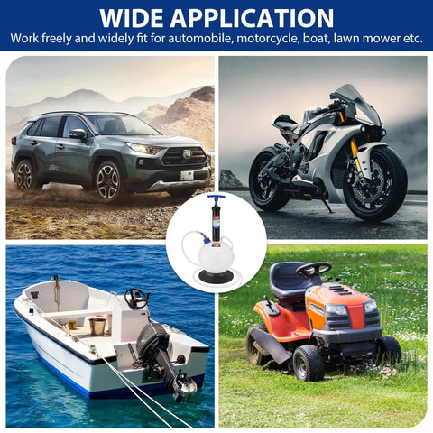 6L Dual Operation Oil Extractor Pump With Pneumatic And Manual Fluid Suction, ideal for cars, motorcycles, boats, and lawn mowers