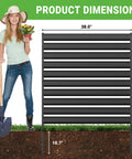 42 Inch By 38 Inch Outdoor Metal Privacy Fence Panels No Fade Rust Resistant For Outside Use, Black Finish, Front View
