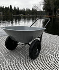 Two Wheel Poly Tray Wheelbarrow With Air Filled Tires, 5 Cubic Foot Rust Proof Tray, 300 Lb Load Capacity, Gray And Black