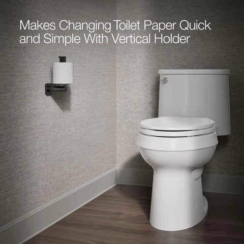 Parallel Vertical Toilet Paper Holder For Easy Access And Clean Lines by a toilet in a modern bathroom setting
