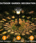 Color Changing Solar Garden Lights With Glass Pathway Lamps Waterproof Outdoor Landscape Walkway Yard Decor Solar Powered High Brightness Easy Install Battery Included illuminating grass.