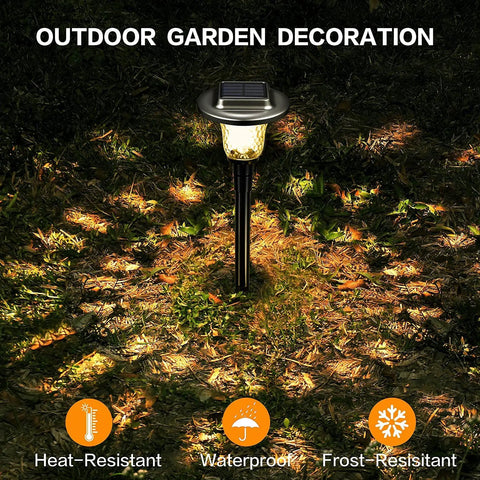 Color Changing Solar Garden Lights With Glass Pathway Lamps Waterproof Outdoor Landscape Walkway Yard Decor Solar Powered High Brightness Easy Install Battery Included illuminating grass.