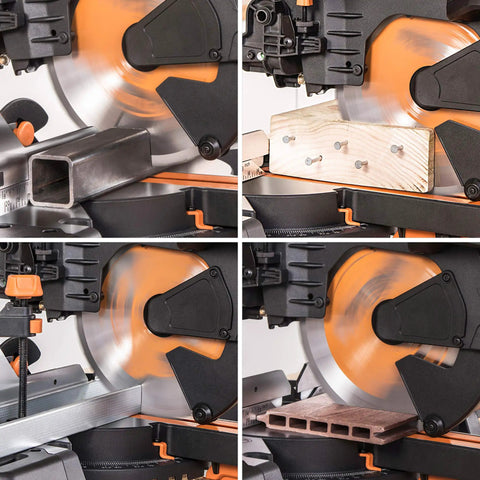 Dual Bevel Sliding Miter Saw For Wood Metal Plastic, 10-Inch Multi-Material Cutting With 45/45 Degree Dual Bevel And 50/50 Miter, Cuts Wood Nails Metal And Plastic